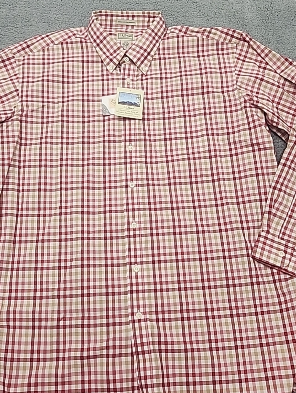 NWT LL Bean Mens XXL Tall Plaid Button Down Shirt Teflon Stain Wrinkl Resistant
